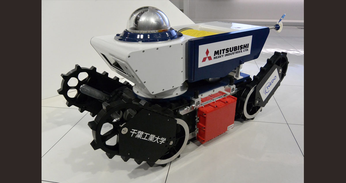 Sakura No. 2 (anti-explosive model). This remotely operated mobile robot is the first in Japan to be officially certified as anti-explosive model, developed to inspect conditions in flammable gas environments where a single spark could ignite an explosion. Developed with support and assistance by Japan’s NEDO (New Energy and Industrial Technology Development Organization)