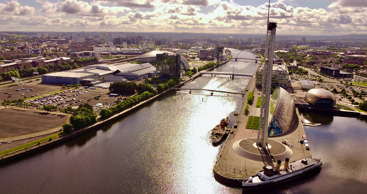 Glasgow’s Clyde River with the COP26 conference venue on the right