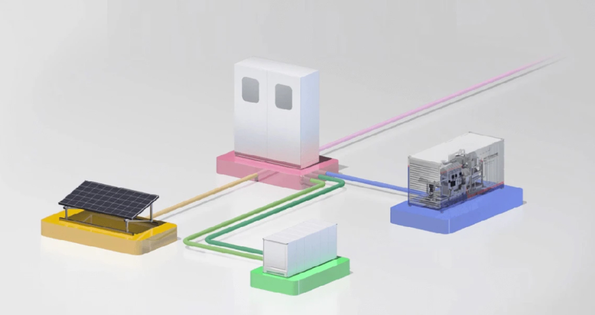 EBLOX combines solar panels, battery storage and a diesel engine to maximize clean energy