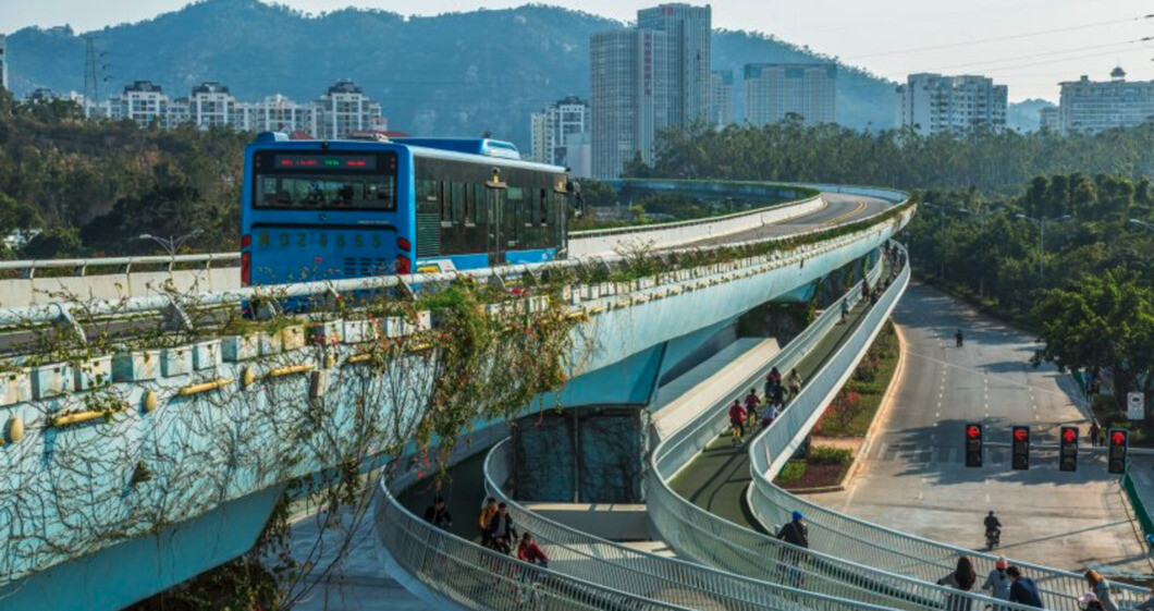 Xiamen is home to the world’s longest elevated cycleway. Source: Dissing + Weitling Architecture.
