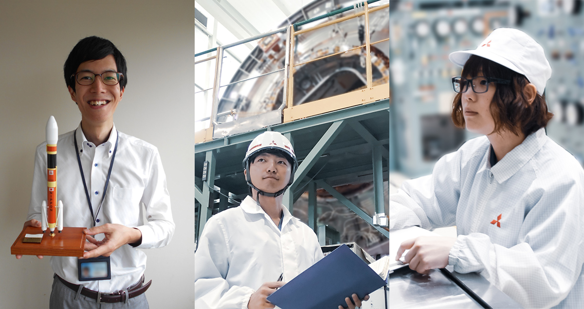 Left: Kirin Tanishige – Systems design<br/>Middle: Takehiro Izumi – Quality department<br/>Right: Rieko Doi – Production and launch operations