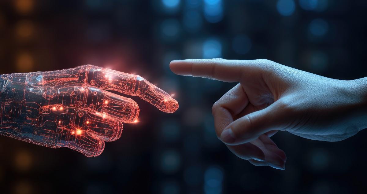 The-human-finger-delicately-touches-the-finger-of-a-robot's-metallic-finger.-Concept-of-harmonious-coexistence-of-humans-and-AI-.jpeg